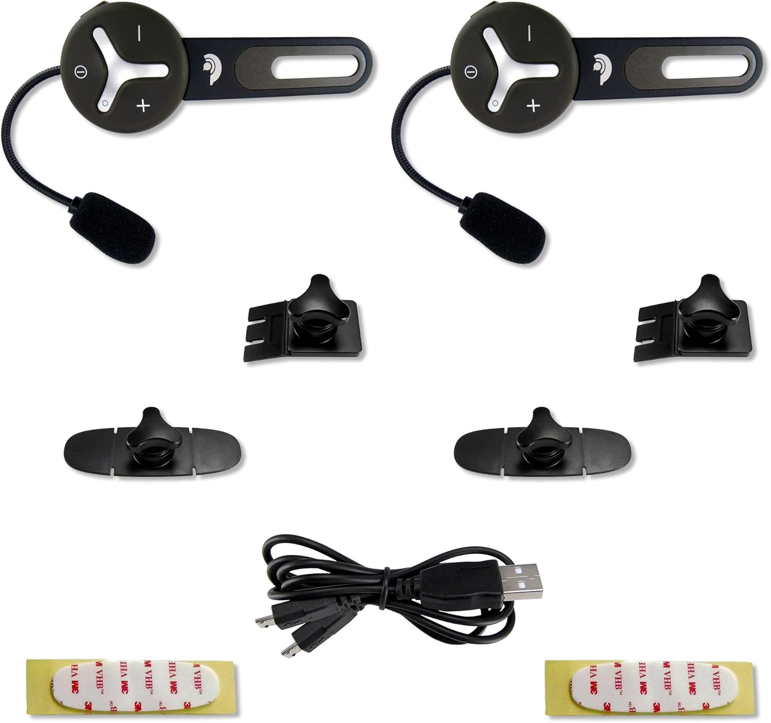 BuddyChat Duo (set van 2) Bluetooth Fiets Sport Ski Werk Intercom Helm Headset, Handsfree Portofoon, Intercomsysteem, DSP-ruisonderdrukking, bereik tot 1000m