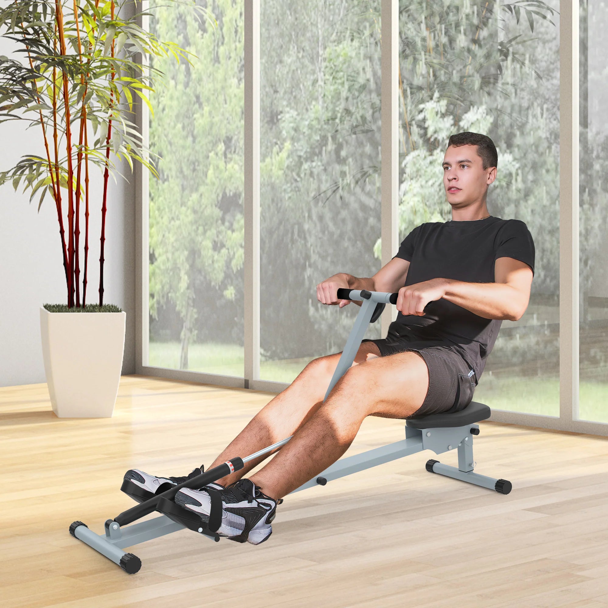 HOMCOM Roeitrainer Hometrainer met LCD-display, verstelbare weerstand