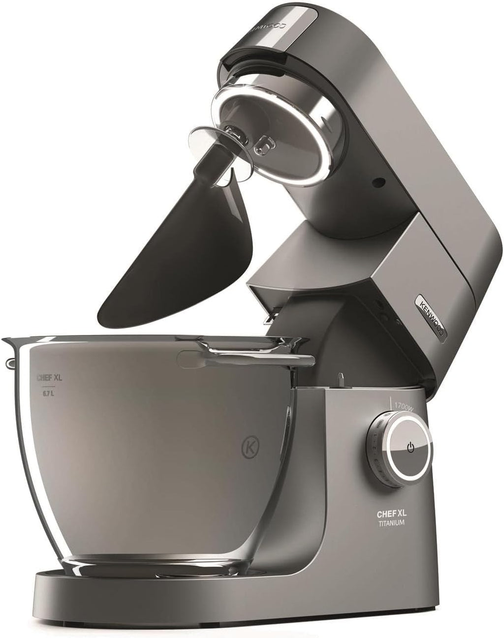 Kenwood Titanium Chef Baker KVL85.424SI Keukenmachine met geïntegreerde weegschaal, incl. 4-delige patisserie set, 7 L en 5 L mengkom, traploze snelheidsregeling, 1200 W, zilver