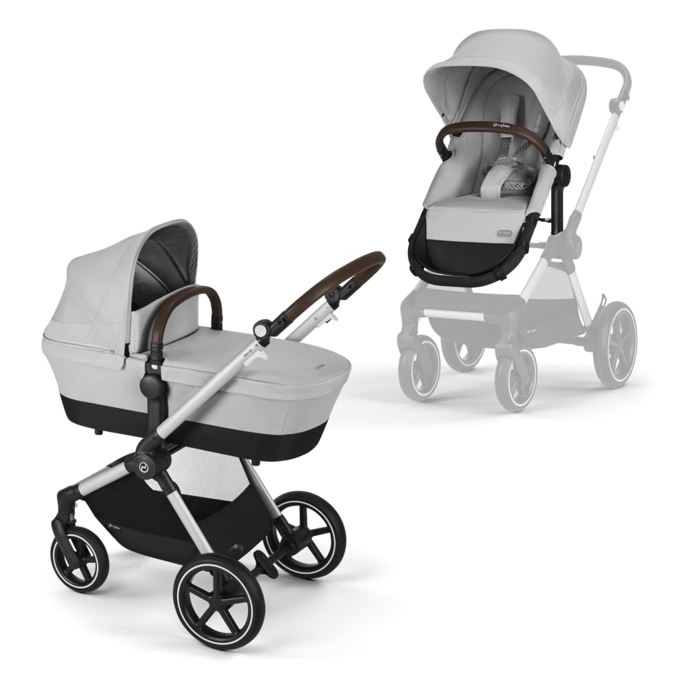 CYBEX Gold Kinderwagen EOS Lux 2-in-1 met Aton B2 i-Size autostoel en autostoeladapters, reissysteem, vanaf de geboorte tot 22 kg (ca. 4 jaar), Moon Black (Zwart)