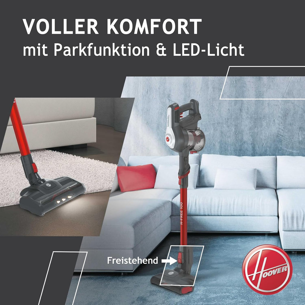 Hoover Accustofzuiger Dierenharen H-FREE 100 PETS zonder zak + dierenmondstuk I tot 40 min. gebruiksduur I snoerloze stofzuiger met LED, XL stofreservoir & parkeerstand I accustofzuiger met kierenzuiger & stofborstel