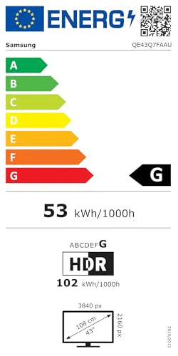 Samsung QLED Q7F 4K Smart TV 43 inch (108 cm) met AI Vision, 100% kleurvolume met Quantum Dot, HDR10+, Q4 AI Processor, One UI Tizen, Wi-Fi, Bluetooth 5.3 en Motion Xcelerator