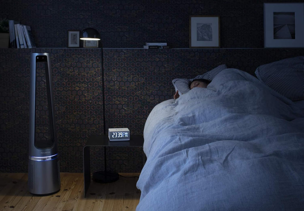 Rowenta QU5062 Eclipse 3-in-1 luchtreiniger | Heteluchtkachel | Ventilator | filtert 99,9% van de deeltjes | voor ruimtes tot 30 m2 | snelle verwarming tot 35°C | automatische dag- en nachtmodus | Zwart/Grijs