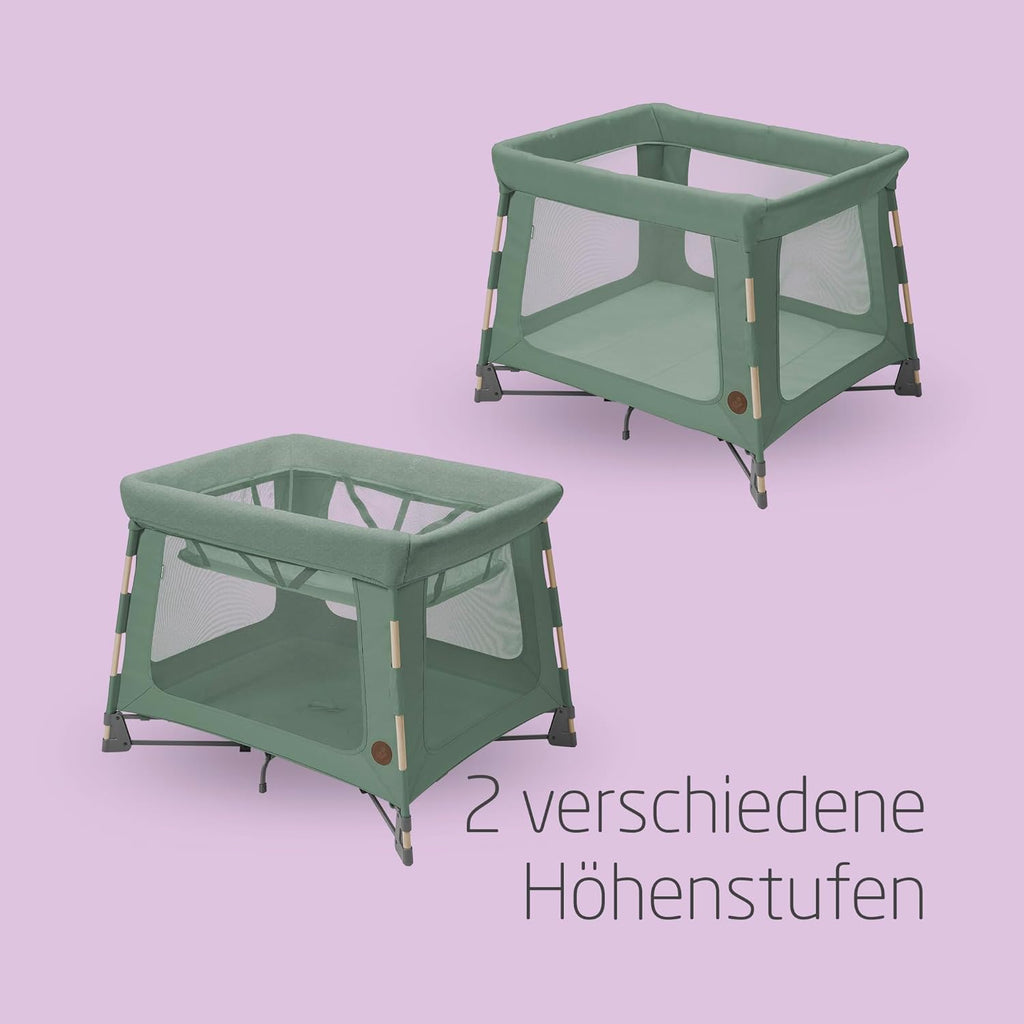 Maxi-Cosi Swift 3-in-1 reiswieg baby, wieg, 0-3,5 jaar, tot 15 kg, in hoogte verstelbare reiswieg, 2-in-1 matras, ultralicht, in 1 seconde inklapbaar, reistas, Eco Care, Beyond Grey