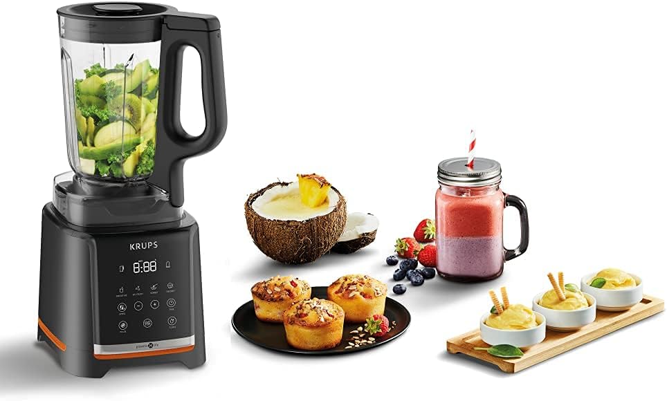 Krups Highspeed-blender InfinyMix KB9158 | 1600 W | 5 automatische programma's + handmatige instelling | Tritan-kan | incl. receptenboekje | Smoothies, shakes, crushed ice | Zwart