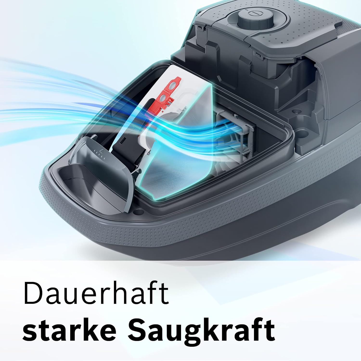 Bosch Stofzuiger met zak Serie 8 BGB75X494, sledestofzuiger, ideaal voor mensen met allergieën, hygiënefilter, vloermondstuk voor parket, tapijt, tegels, lange kabel, stil, 650 W, blauw