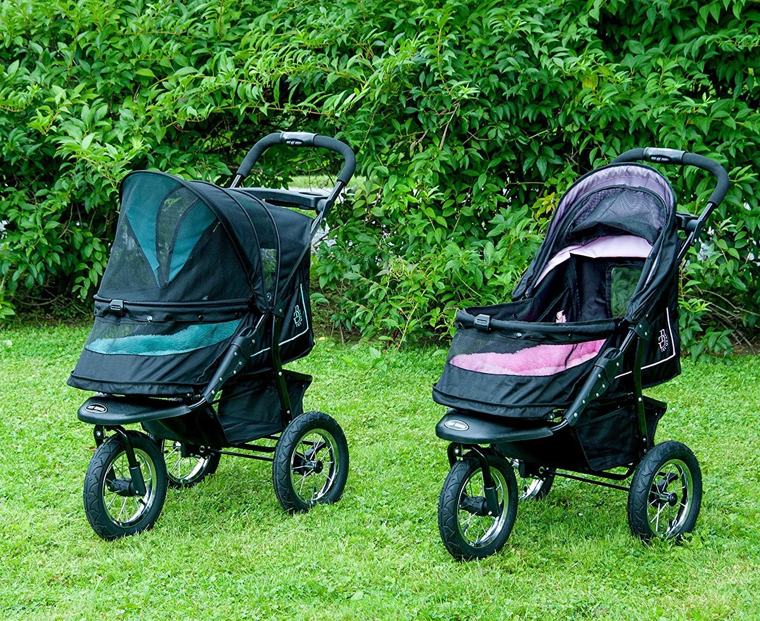 No-Zip NV Huisdierbuggy voor Katten/Honden, Ritssluitingvrije Toegang, Eenvoudig Opvouwbaar met Eén Hand, met Gel Gevulde Banden, Pluche Kussen + Weerbescherming Inbegrepen, 3 Kleuren