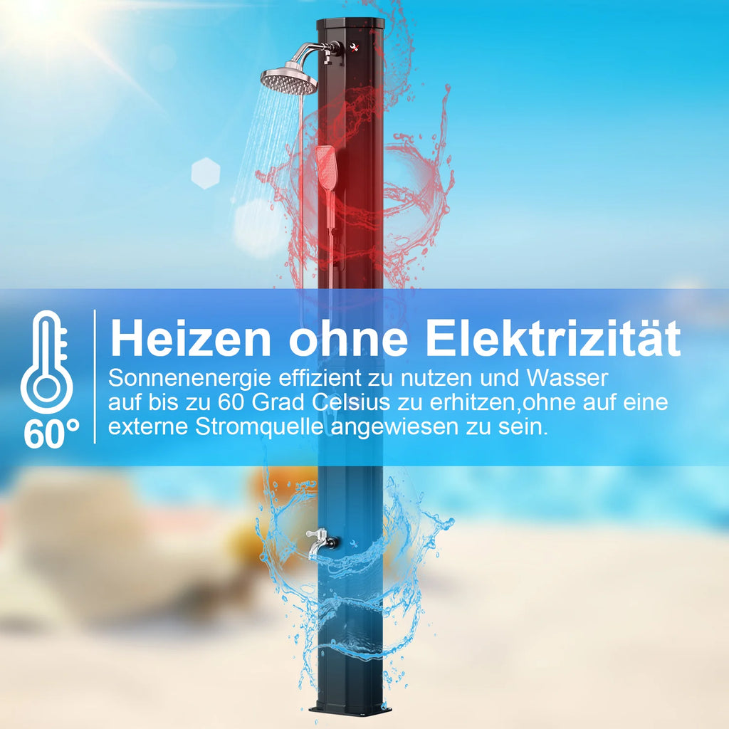 Sonnewelt 60L Solar Douche Tuintopdouche Incl. Beschermhoes en Handdouche