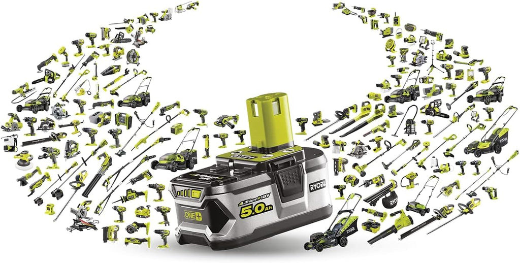 RYOBI 18 V ONE+ Accu-grasmaaier RLM18X33B40 (snijbreedte 33 cm, 5-voudige hoogteverstelling 25-65 mm, inklapbare duwbeugel, incl. mulchplug, 35l grasvangzak, 4,0Ah accu & lader)
