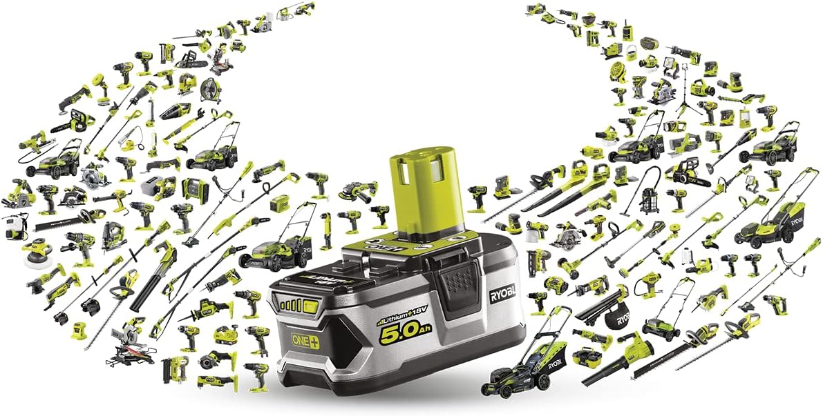 RYOBI 18 V ONE+ Accu-grasmaaier RLM18X33B40 (snijbreedte 33 cm, 5-voudige hoogteverstelling 25-65 mm, inklapbare duwbeugel, incl. mulchplug, 35l grasvangzak, 4,0Ah accu & lader)