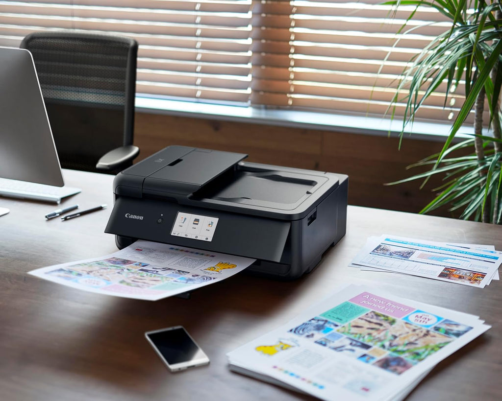Canon PIXMA TS9550 Printer kleureninktstraal-multifunctioneel apparaat A4 A3 (printer A3, scanner, kopieerapparaat, 5 afzonderlijke inkten, wifi, LAN, print-app, 2 papierladen, dubbelzijdig afdrukken) zwart