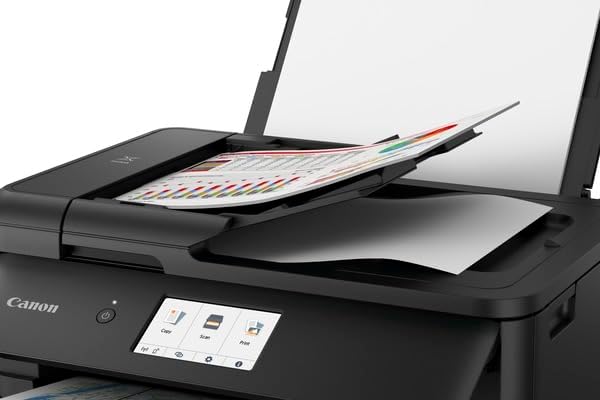 Canon PIXMA TS9550 Printer kleureninktstraal-multifunctioneel apparaat A4 A3 (printer A3, scanner, kopieerapparaat, 5 afzonderlijke inkten, wifi, LAN, print-app, 2 papierladen, dubbelzijdig afdrukken) zwart