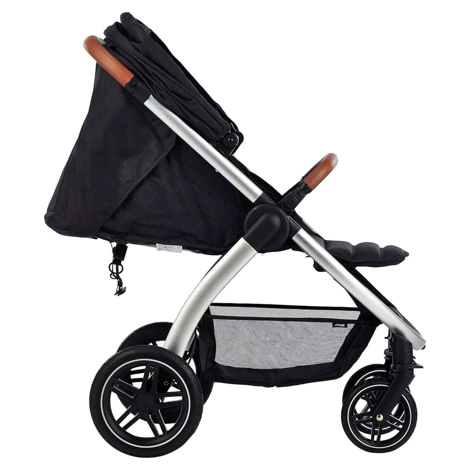 Hauck Uptown Kinderwagen Melange Rose – wandelwagen voor elk terrein, extra grote zitting, vlakke ligstand, rubberen wielen, vering, compact en eenvoudig inklapbaar, met regenhoes