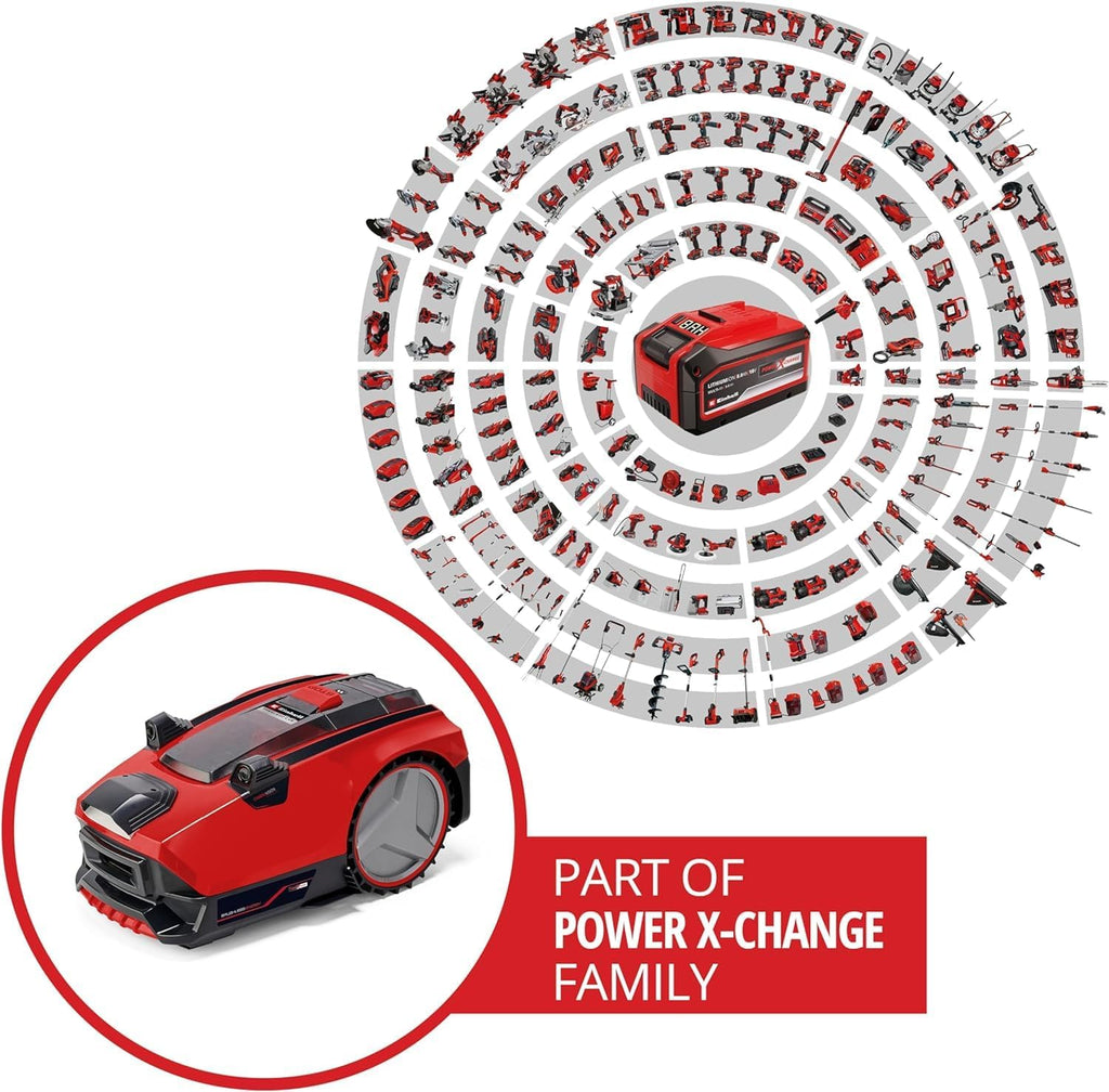 Einhell robotmaaier FREELEXO CAM 500 Power X-Change (18 V, camera vervangt begrenzingsdraad, voor 500 m, borstelloos, tot 25% helling, maaibreedte 18 cm, incl. 3,0 Ah accu, 5 m magneetband)