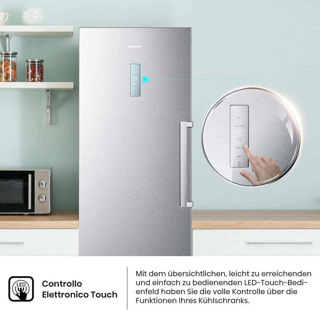 Hisense FV191N4AW2 Vriezer/ TotalNoFrost/ SuperFreeze/ Deuralarm/ Multiflow 360°/ BigBox/ 143,4 cm/ Vriesgedeelte 147 l/ 41 dB/ 205 kWh/Wit