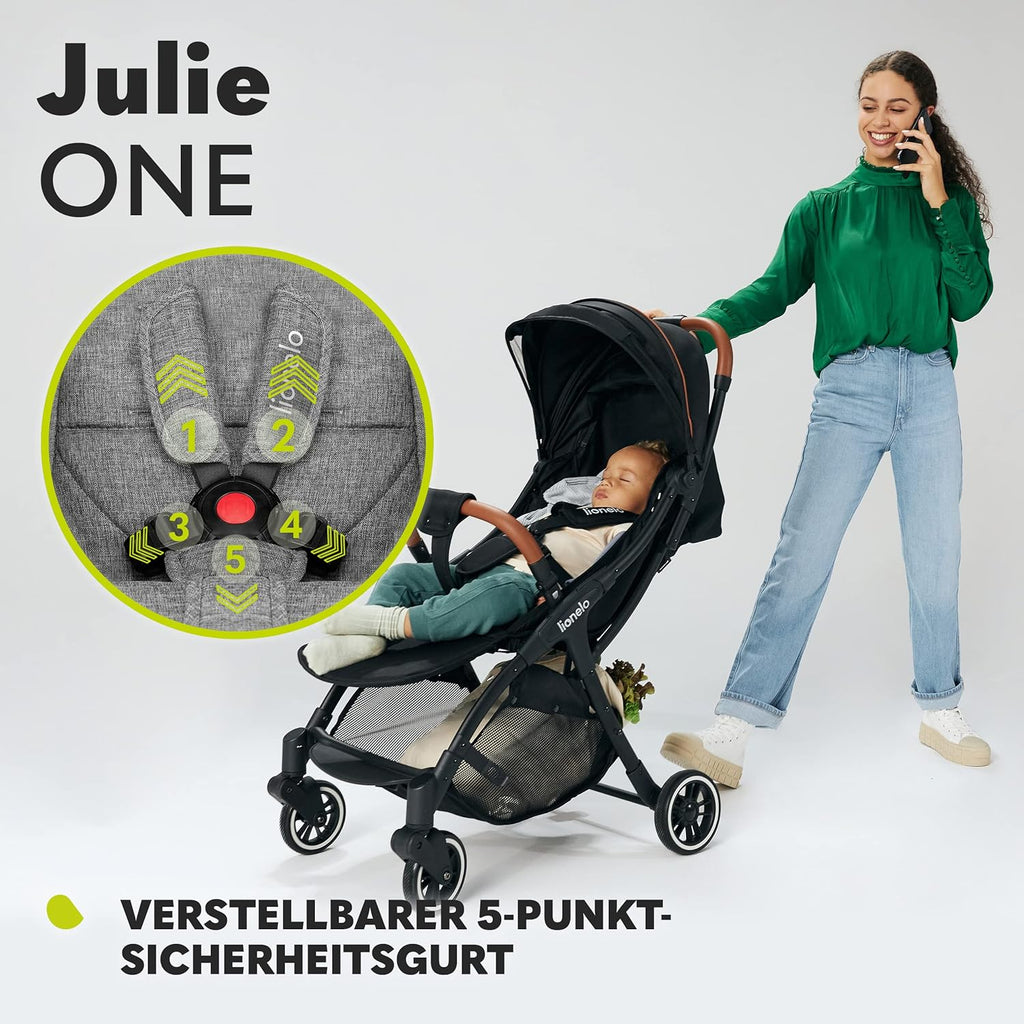 LIONELO Julie One Buggy kinderwagen tot 22 kg, verstelbare rugleuning en voetsteun, muskietennet, beenwarmers, bekerhouder en draagtas, inklapbaar