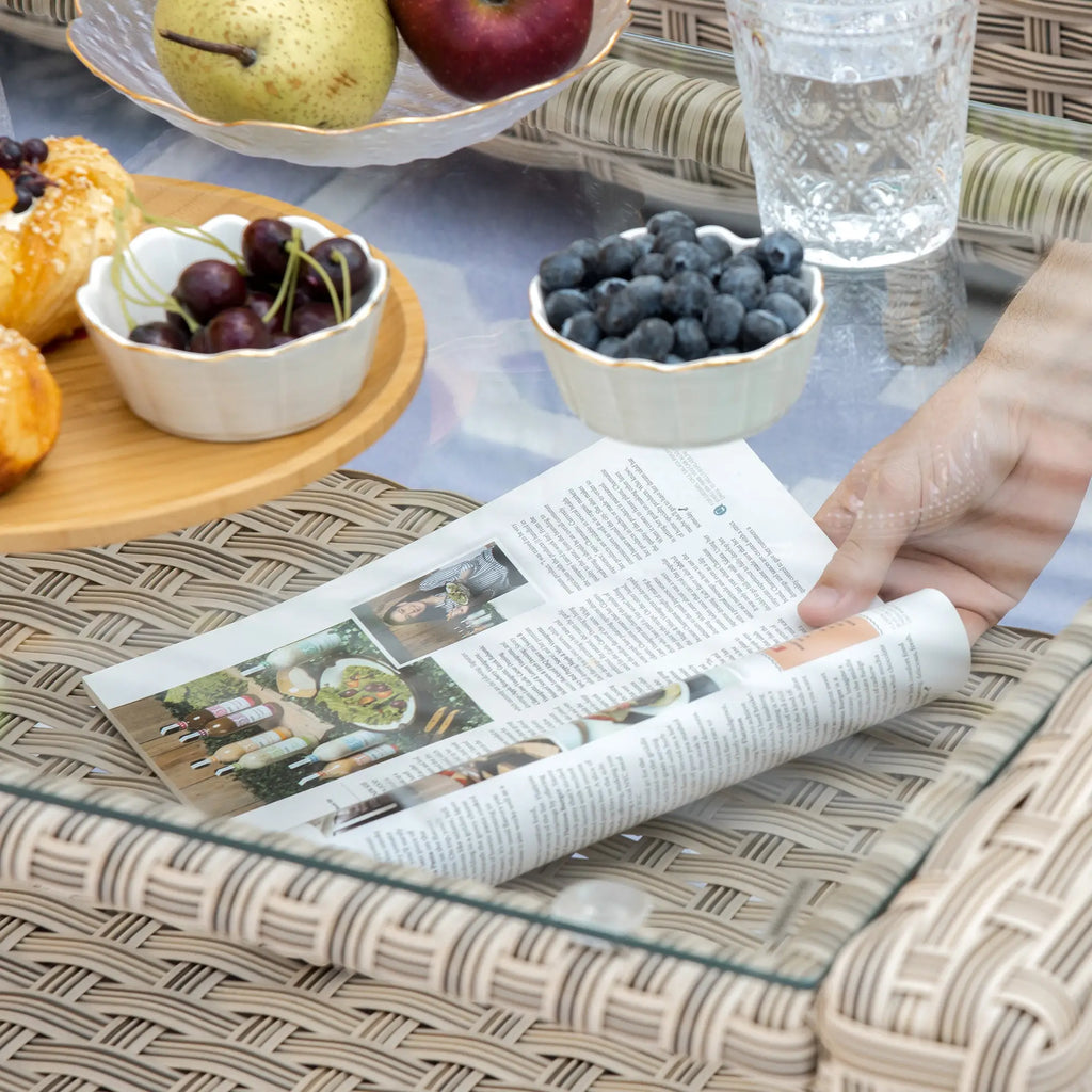 Outsunny Tuingarnituur Rotan 5-delig Buitenbank Bijzettafel Aluminium
