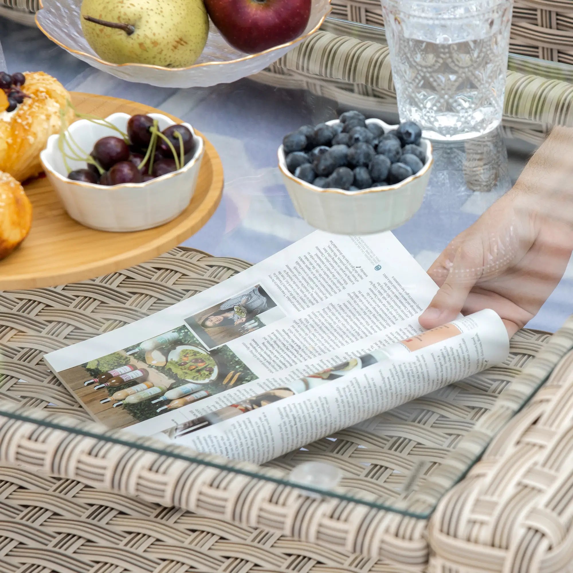 Outsunny Tuingarnituur Rotan 5-delig Buitenbank Bijzettafel Aluminium