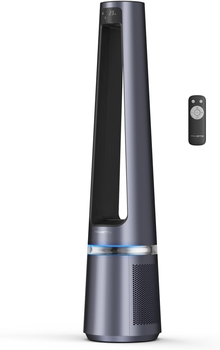 Rowenta QU5062 Eclipse 3in1 Luchtreiniger, ventilator, kachel, filtert 99,9% van de deeltjes, voor kamers tot 30 m2, snelle verwarming tot 35°C, automatische dag- en nachtmodus, zwart/grijs