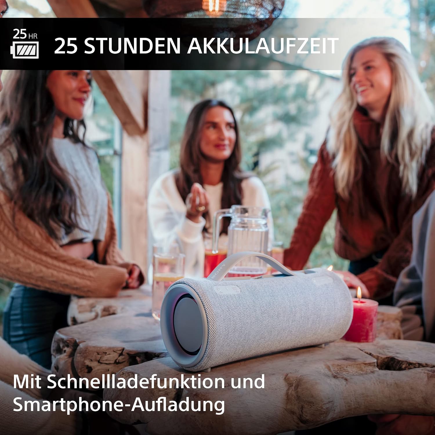 Sony SRS-XG300 - Draagbare draadloze bluetooth-speaker met krachtig feestgeluid en verlichting - waterdicht, 25 uur batterijduur, smartphone en snellaadfunctie - Zwart