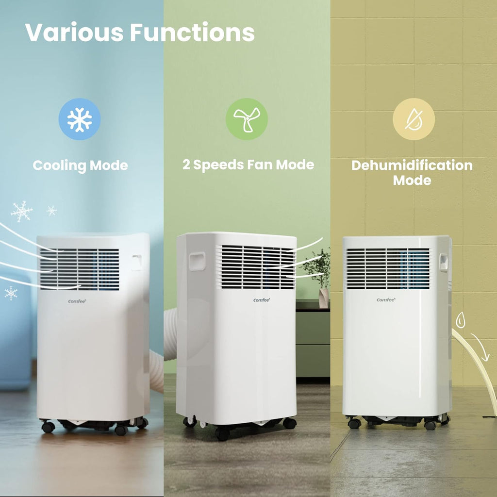 Comfee Mobiele Airco MPPH-09CRN7, 9000 BTU 2,6kW, Koelen&Ventileren&Ontvochtigen, Ruimtegrootte tot 88m³(33㎡), Mobiele Airconditioner met Afvoerslang