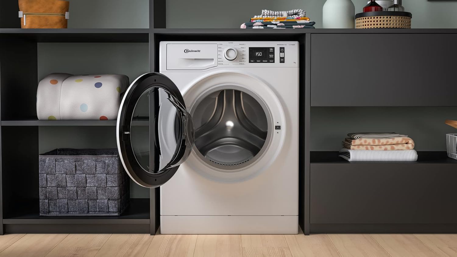 Bauknecht W Active 711 B wasmachine-voorlader/ 7 kg/ 1400 tpm/ Krachtige vlekverwijdering/ Stoomprogramma's/ Steam Hygiene met antivirus/ Steam Refresh/ Stop&Add-functie/ Dynamic Inverter-motor
