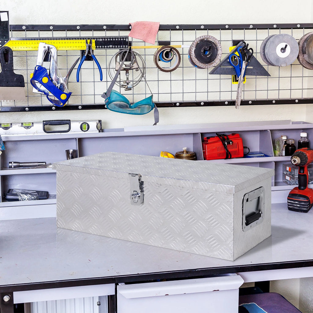 HOMCOM Gereedschapskist afsluitbaar met handgrepen aluminium