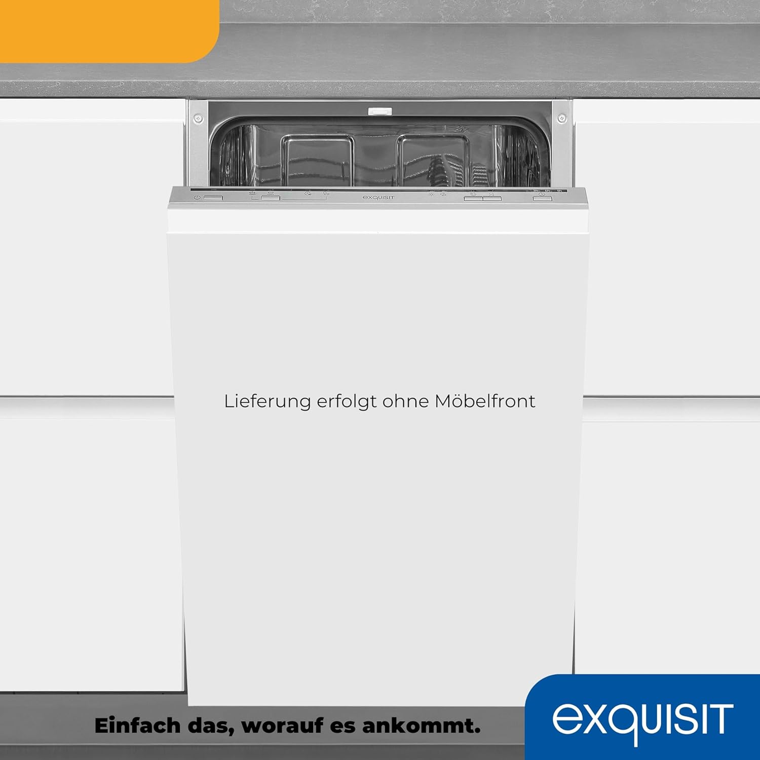 Exquisit Vaatwasser, 45 cm breedte, gedeeltelijk geïntegreerd, 9 couverts, 9 liter, startuitstel, ECO-modus, vaatwasser 45 cm, EGSP51009-EB-030E inox