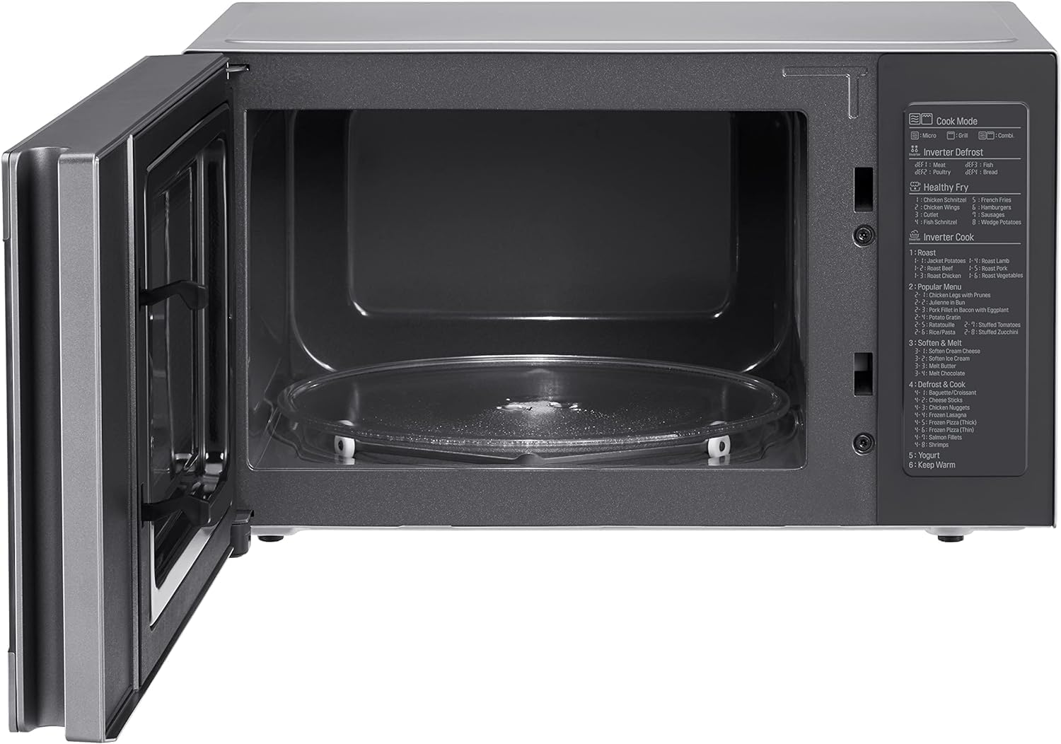 LG MS2595CIS magnetron met Smart Inverter-technologie, 25 liter inhoud, 1000 W, automatische programma's, instelbare vermogensniveaus en EasyClean-functie, zilver