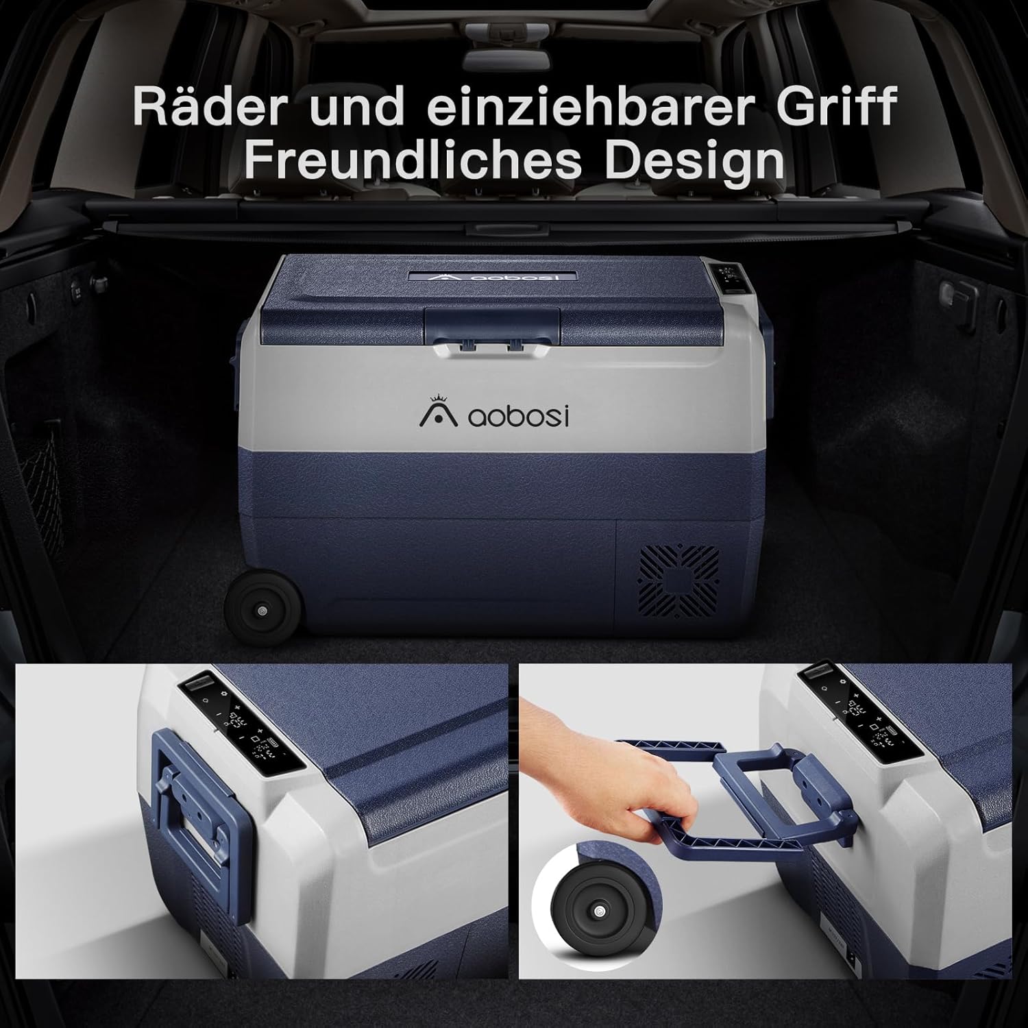 AAOBOSI Compressor Koelbox 36 L, Koelbox Auto met Wifi App Besturing, 12/24 V en 100-240 V Elektrische Koelbox, tot -20 °C voor Auto, Vrachtwagen, Boot, Camper, Camping, Dubbele Zone