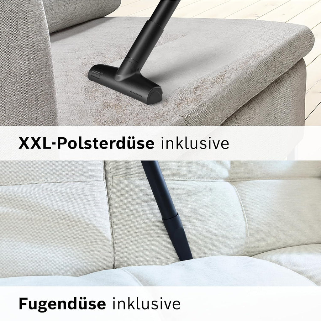 Bosch Stofzuiger met zak Serie 8 BGB75X494, sledestofzuiger, ideaal voor mensen met allergieën, hygiënefilter, vloermondstuk voor parket, tapijt, tegels, lange kabel, stil, 650 W, blauw