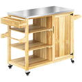 Outsunny Barbecuewagen Outdoor Keukeneiland met wielen Massief hout