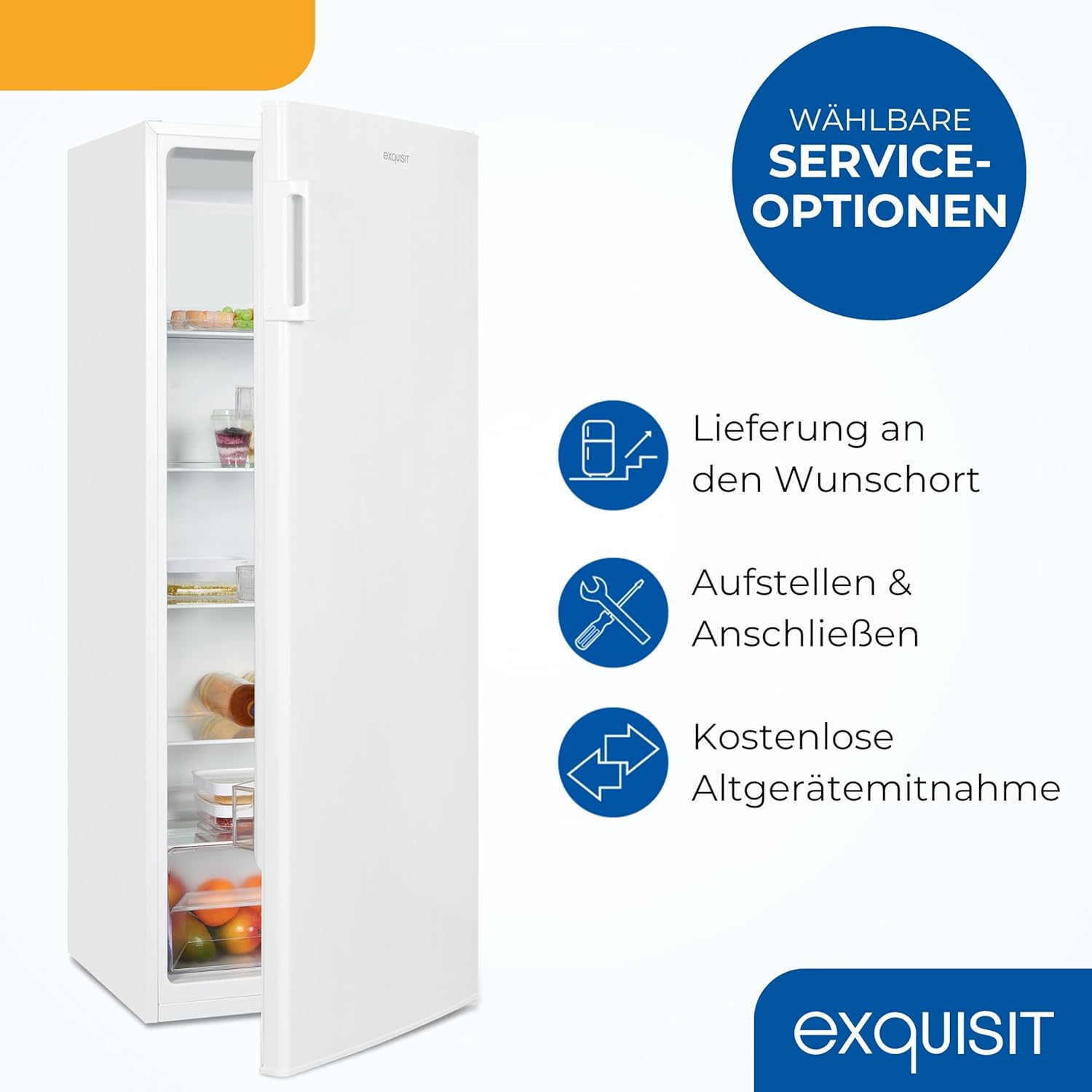Exquisit Koelkast zonder vriesvak, grote koelkast, 5 legplanken, 242 liter, tafelmodel koelkast 143 cm hoog, KS5320-V-H-040E wit