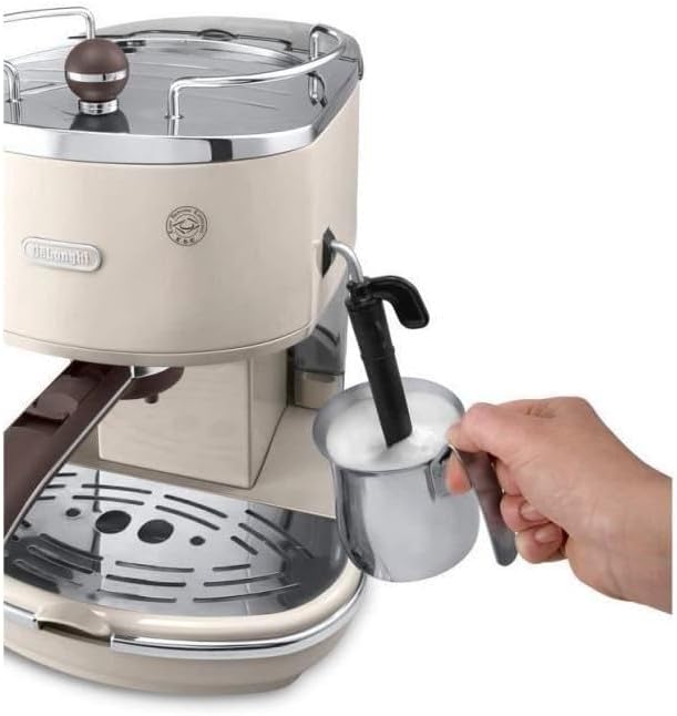 De'Longhi Icona Vintage ECOV 311.GR – Espresso Siebträgermaschine im RetroLook, Espressomaschine mit manuellem Milchaufschäumer, für Kaffeepulver oder ESE Pads, 1,4 l Wassertank, grün