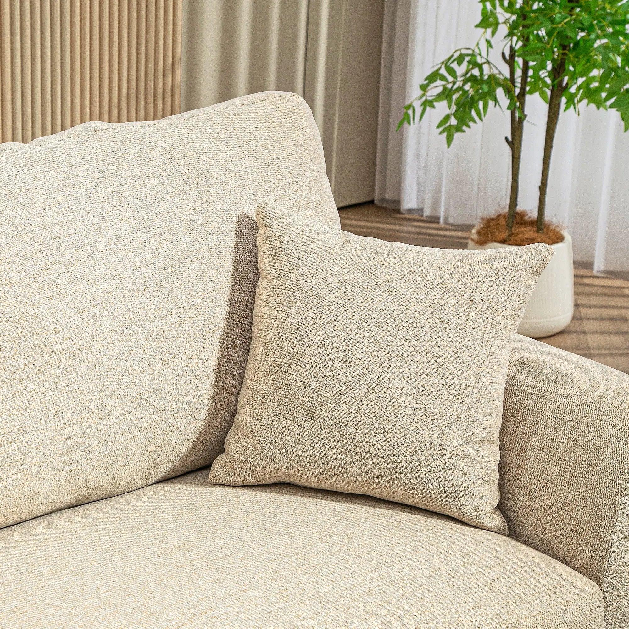HOMCOM 2-zitsbank comfortabele bekleding afneembare kussens Beige