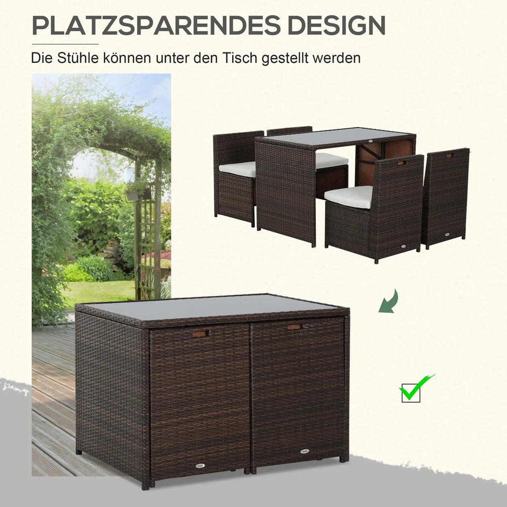 Outsunny Polyrattan Tuinmeubelset 5-delig. weerbestendig UV-bestendig