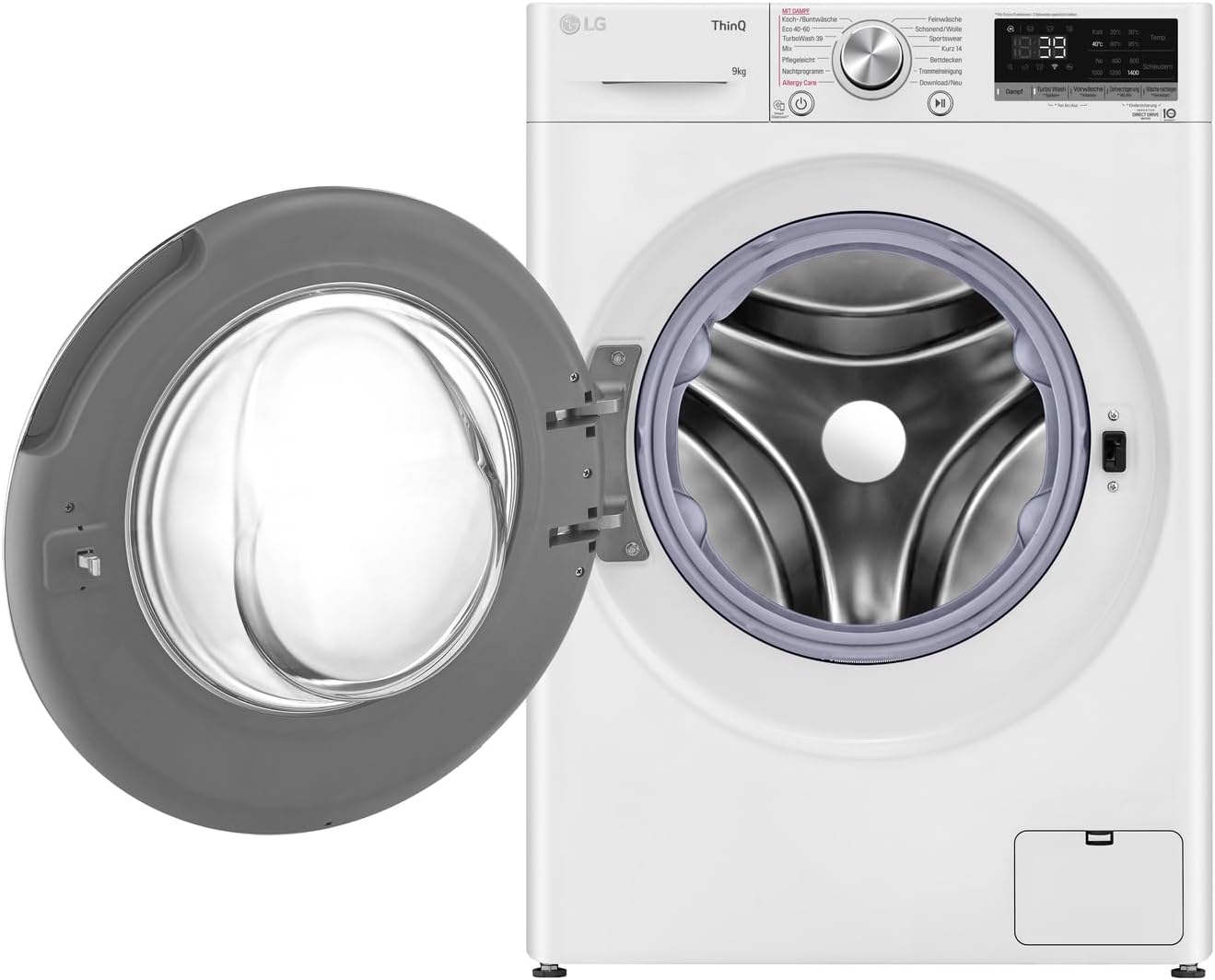 LG F4WV7080, Klasse A, Voorlader Wasmachine 8 kg, 1400 tpm, AI Direct Drive, Wi-Fi, Dieptereiniging met Stoom, Grote Capaciteit, TRIPLE A, Veiligheidsglas Buitendeur, 62 x 60 x 85 cm ꟷ Wit