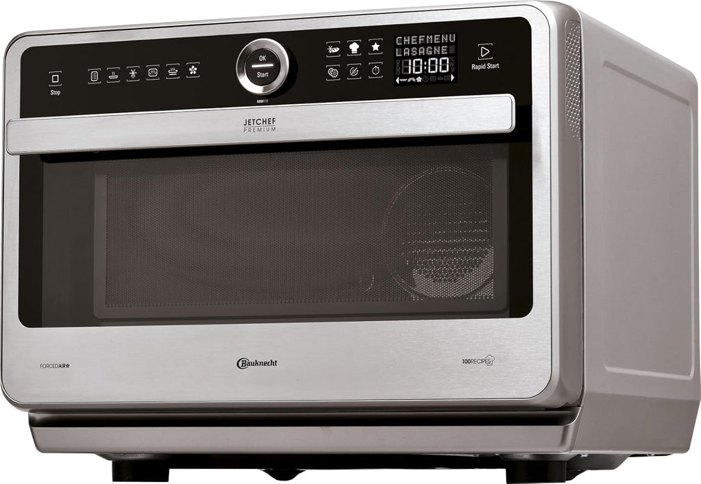 Bauknecht Jet Chef MW 179 IN Rvs 5-in-1 Multifunctionele Magnetron/ 1000 W/ 33 L Gaarruimte/Hete lucht 1500 Watt/ Kwartsgrill 1200 W/DualCrisp/ Stoomkoken/Smelt- en Snelontdooifunctie