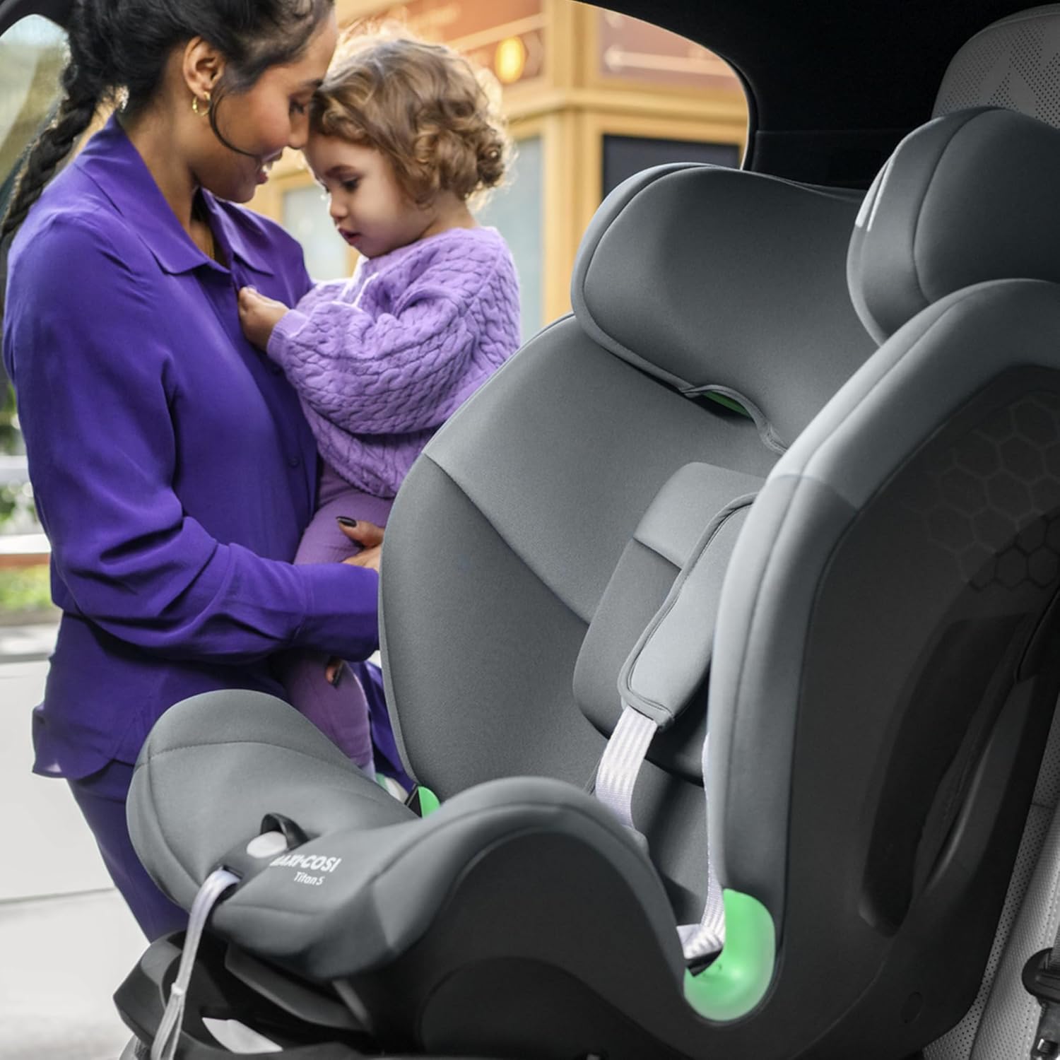 Maxi-Cosi Titan S i-Size, meegroeiend kinderzitje, 15 maanden–12 jaar (76–150 cm), ISOFIX autostoeltje, 5 zitposities, 13 hoofdsteunstanden, G-CELL-bescherming, 5-punts veiligheidsgordel, Tonal Black