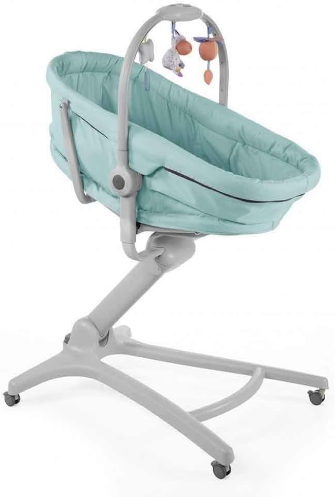Chicco Baby Hug 4-in-1 wieg vanaf 0 maanden, verhoogde babylounger, babybed, kinderstoel met speelboog, tot 15 kg, verstelbare rugleuning, verstelbare hoogte en 4 wielen