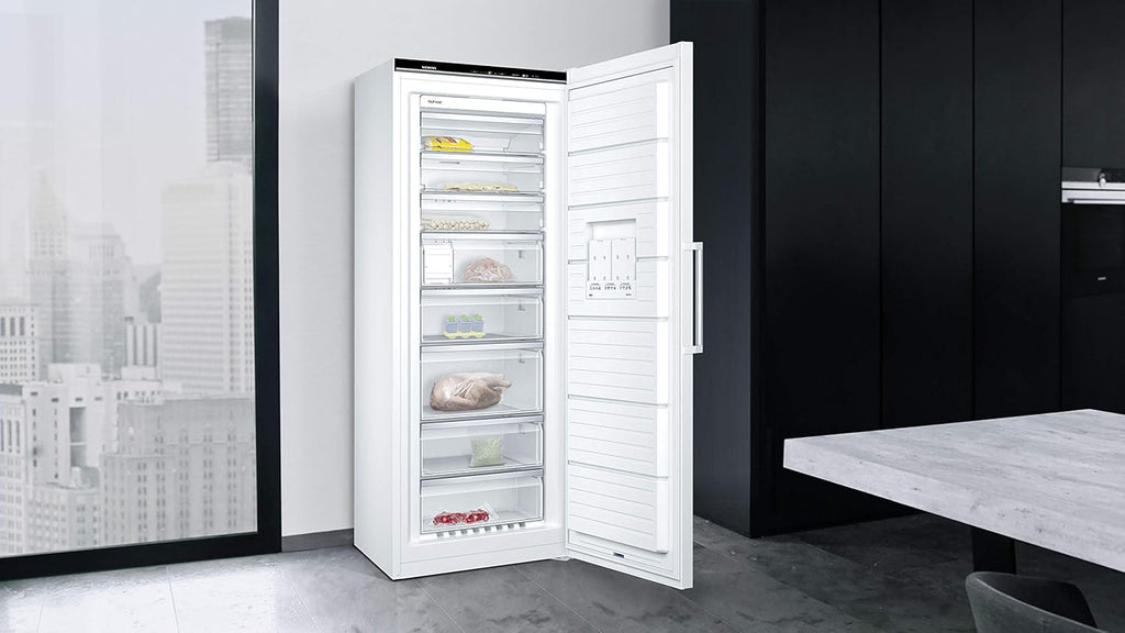 Siemens GS54NAWCV iQ500 vriezer, 176 x 70 cm, 327 L, noFrost nooit meer ontdooien, bigBox ruimte voor grote diepvriesproducten, varioZone flexibele glasplateaus en laden, wit