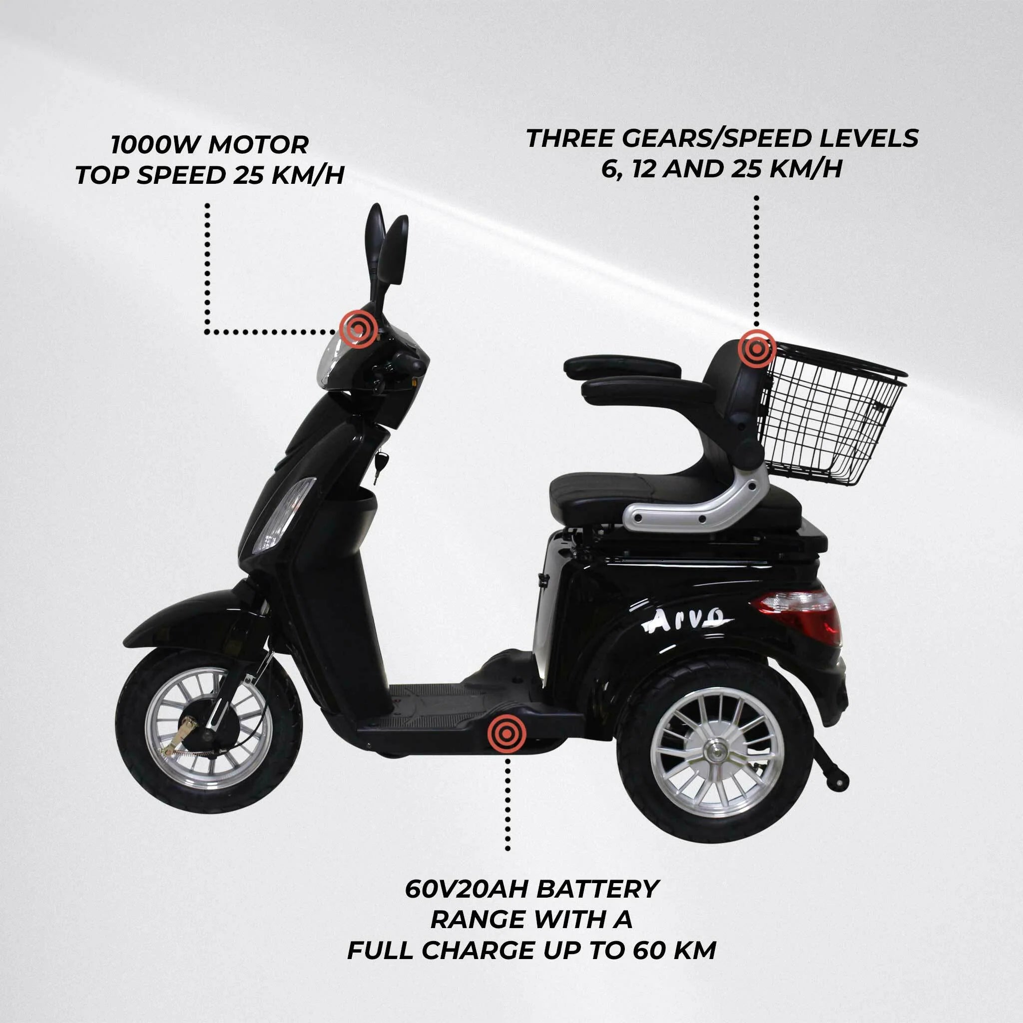 Arvo seniorenscooter P300 zwart