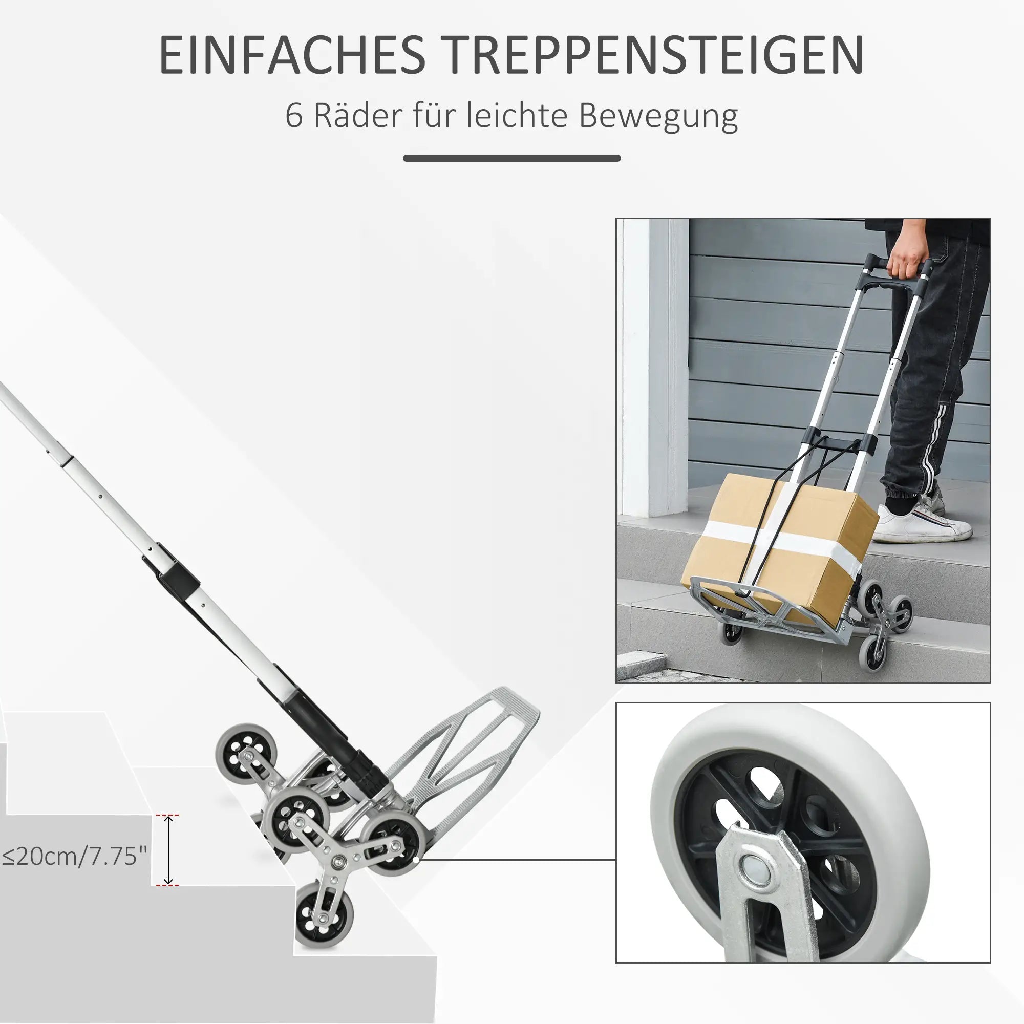 Durhand Trappensteekwagen 6 wielen opvouwbaar aluminium