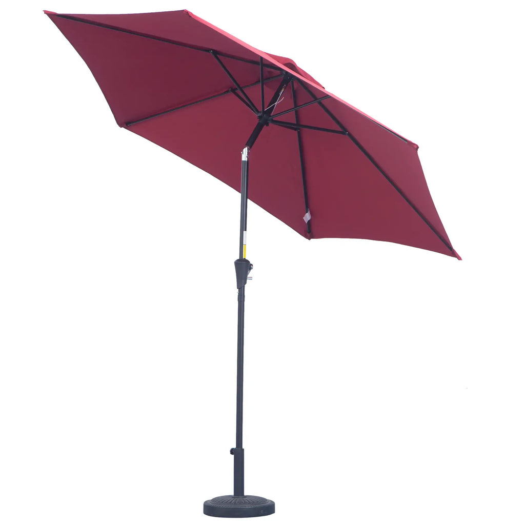 Outsunny Parasol Kantelfunctie Handslinger Aluminium Rood