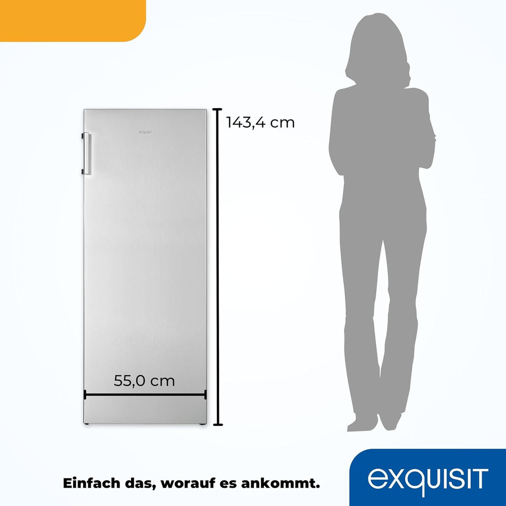 Exquisit Koelkast zonder vriesvak, grote koelkast, 5 legplanken, 242 liter, tafelmodel koelkast 143 cm hoog, KS5320-V-H-040E wit
