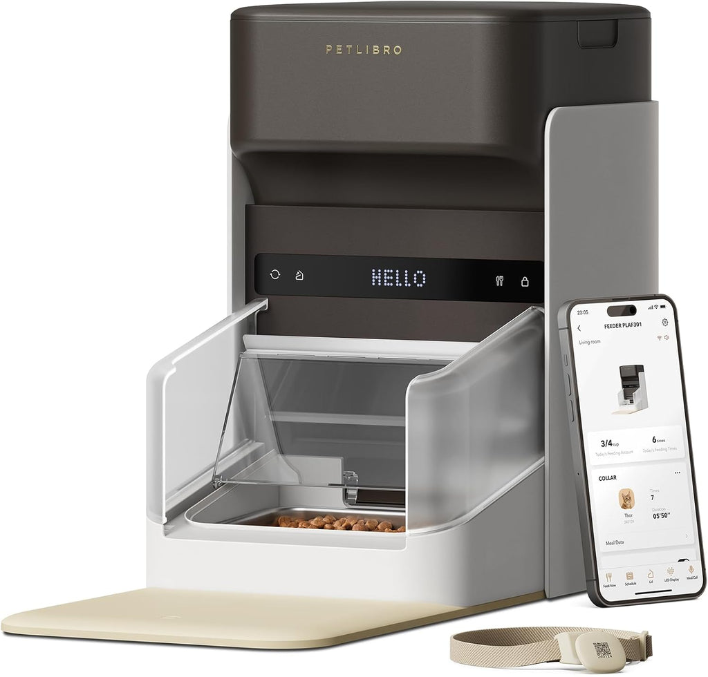 PETLIBRO RFID voerautomaat voor katten, 5G Wi-Fi automatische huisdiervoederdispenser, kattenvoerautomaat met sensor voor halsbandtag, automatische kattenvoederdispenser met app, 1-10 maaltijden, 3L