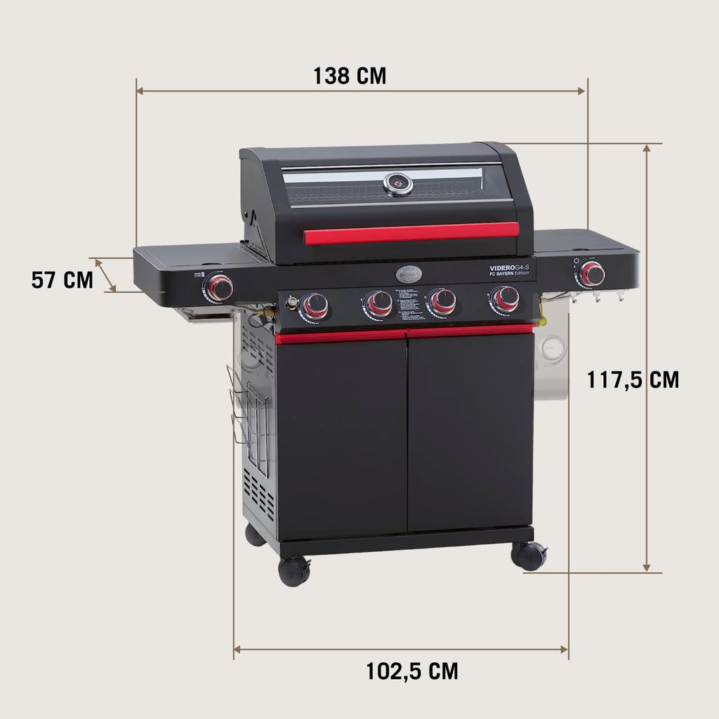 RÖSLE Elektrische BBQ-grill Portable Videro E2-P, draagbare tafelgrill met 2 branders, warmhoudrooster en deksel met glasplaat, gepoedercoat staal, zwart/zilver