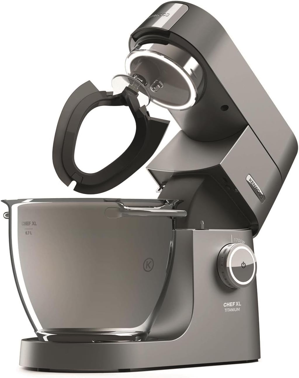 Kenwood Titanium Chef Baker KVL85.424SI Keukenmachine met geïntegreerde weegschaal, incl. 4-delige patisserie set, 7 L en 5 L mengkom, traploze snelheidsregeling, 1200 W, zilver
