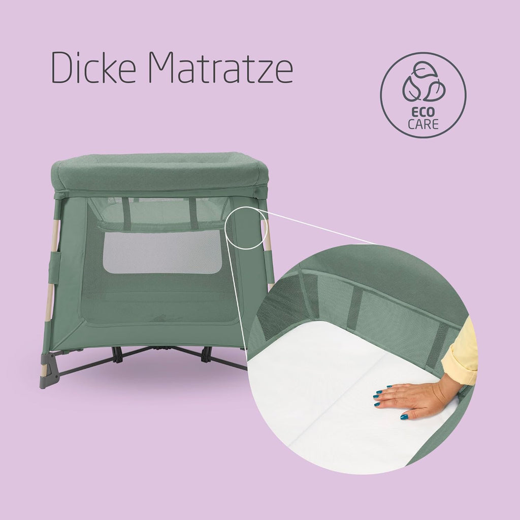 Maxi-Cosi Swift 3-in-1 reiswieg baby, wieg, 0-3,5 jaar, tot 15 kg, in hoogte verstelbare reiswieg, 2-in-1 matras, ultralicht, in 1 seconde inklapbaar, reistas, Eco Care, Beyond Grey