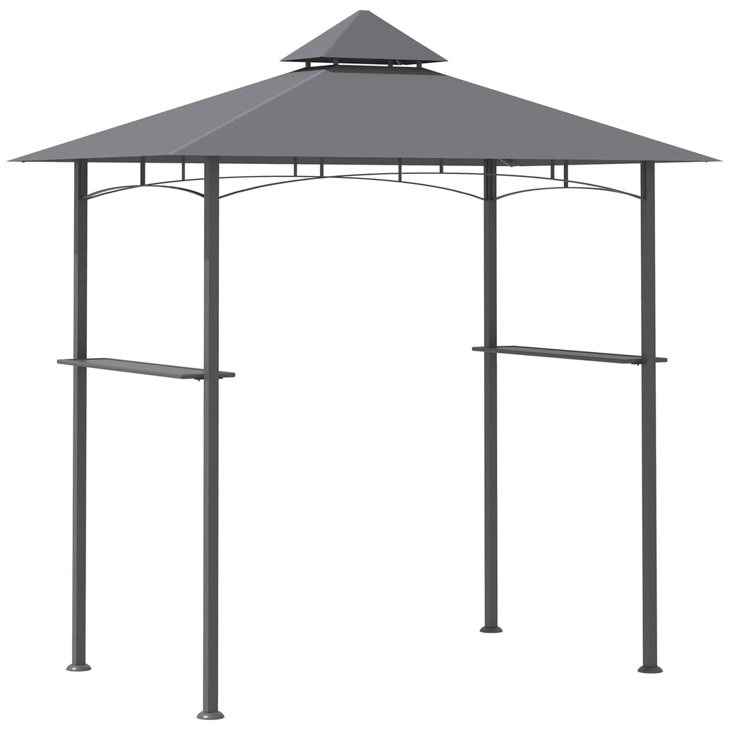 Outsunny Grillpaviljoen 245x148 cm met dubbel dak grijs
